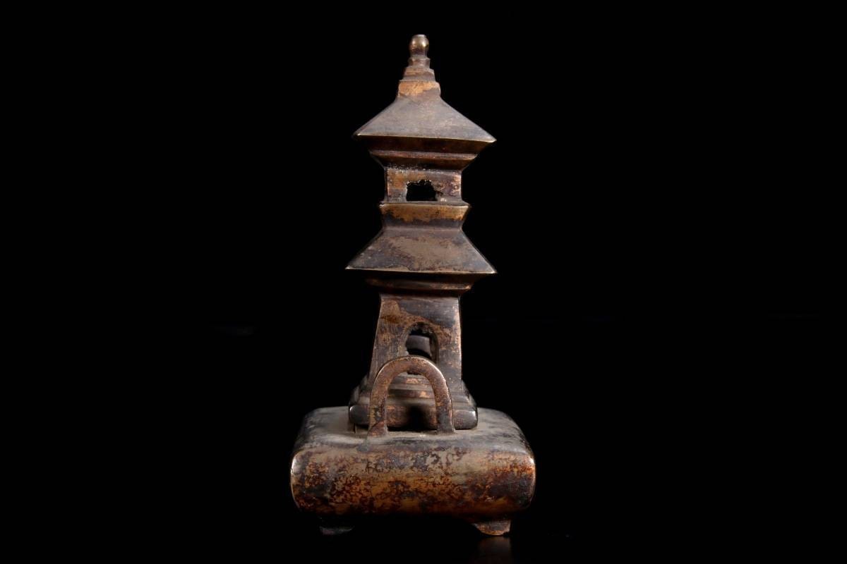 。◆錵◆2 仏教美術 銅製 舎利塔 香炉 12cm 330g 仏像唐物骨董 [P250]QP/23.8廻/YS/(60)_画像5