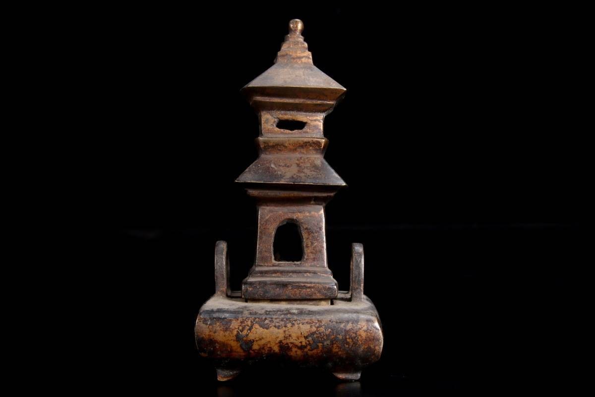 。◆錵◆2 仏教美術 銅製 舎利塔 香炉 12cm 330g 仏像唐物骨董 [P250]QP/23.8廻/YS/(60)_画像4