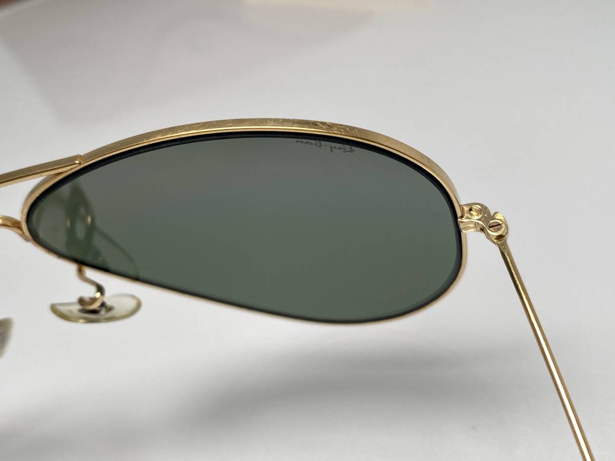 ケース付★B&L RAY-BANボシュロムレイバン Metalメタル2 GOLDゴールド G-15 白ロゴ BL砂打 ティアドロップVINTAGEサングラスUSA製 62mm_画像7