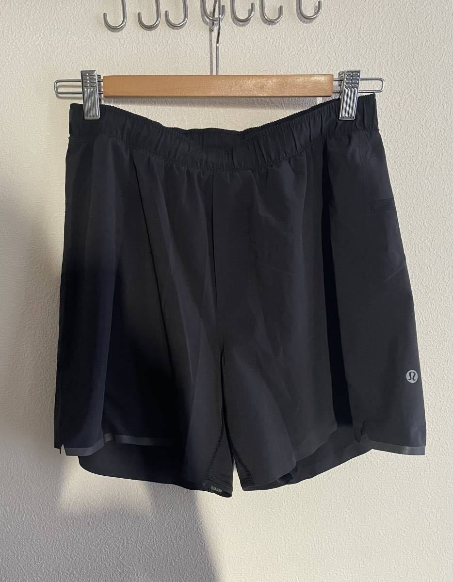 美品 lululemon ルルレモン ピラティス ヨガ ジョギング ショートパンツ ポケット付き フィットネス トレーニング 黒_画像1