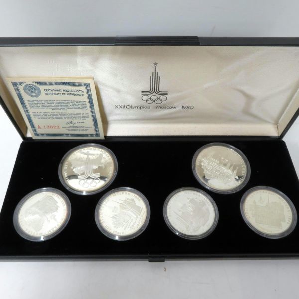 1980年 モスクワオリンピック 記念銀貨 6枚セット 記念コイン コイン ケース付 メダル コレクション