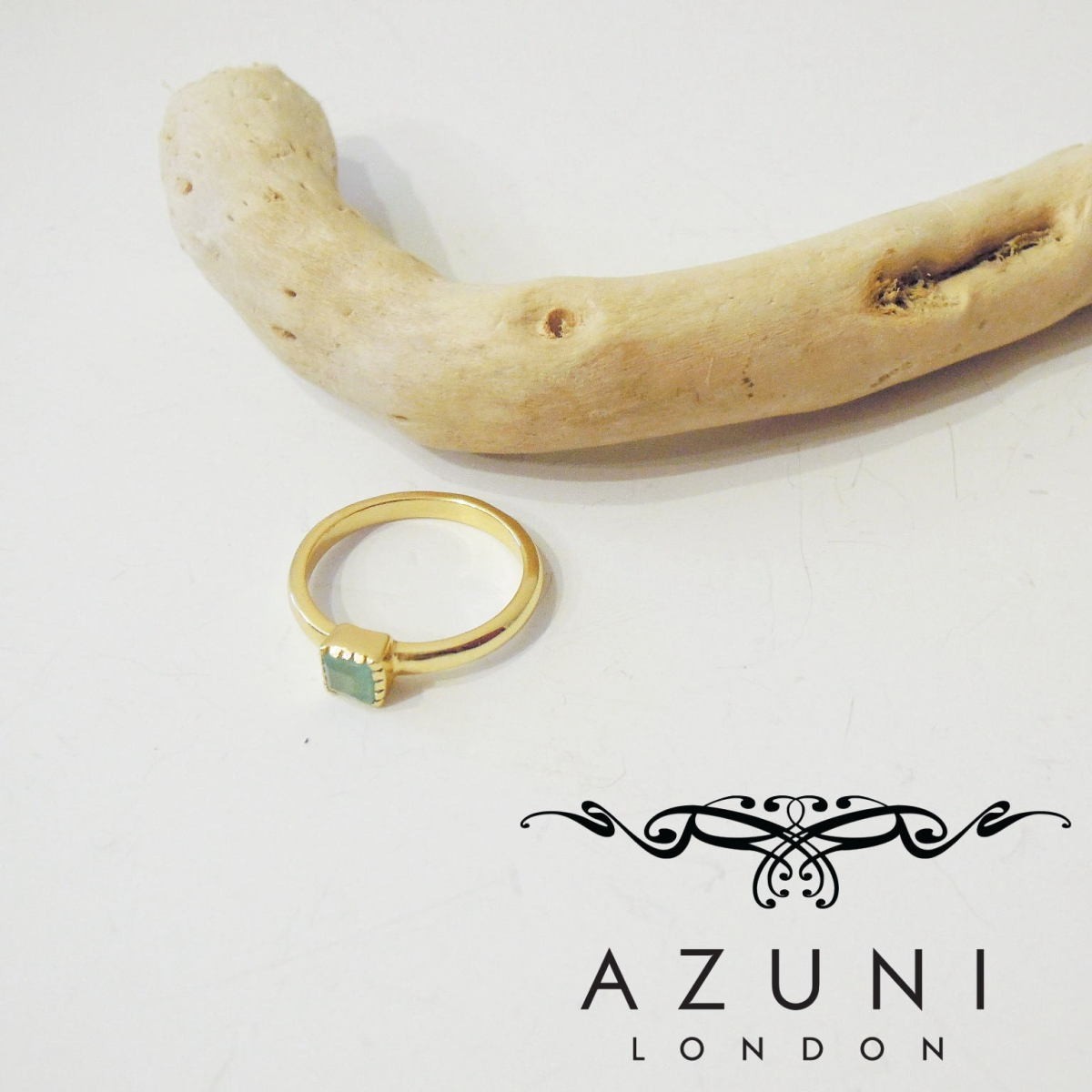 AZUNI アズニ アクアカルセドニー付きゴールドリング 指輪 14号 レディース 新品 未使用 通販 天然石 カラーストーン