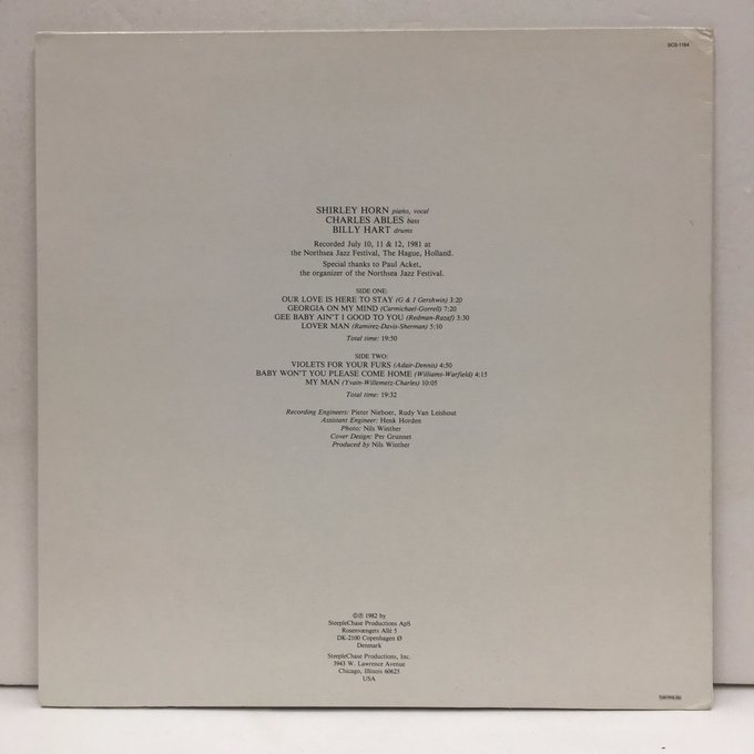 LP Shirley Horn Trio / Violets For Your Furs SCS1164 SteepleChase デンマーク・オリジナル シャーリー・ホーン コートにすみれを_画像2