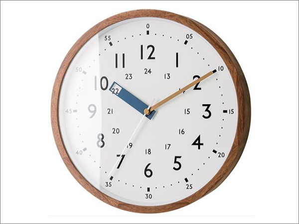 ウォールクロック 電波時計 掛け時計 アナログ 24時間表記も覚えられる 時計 リビング 子供部屋に