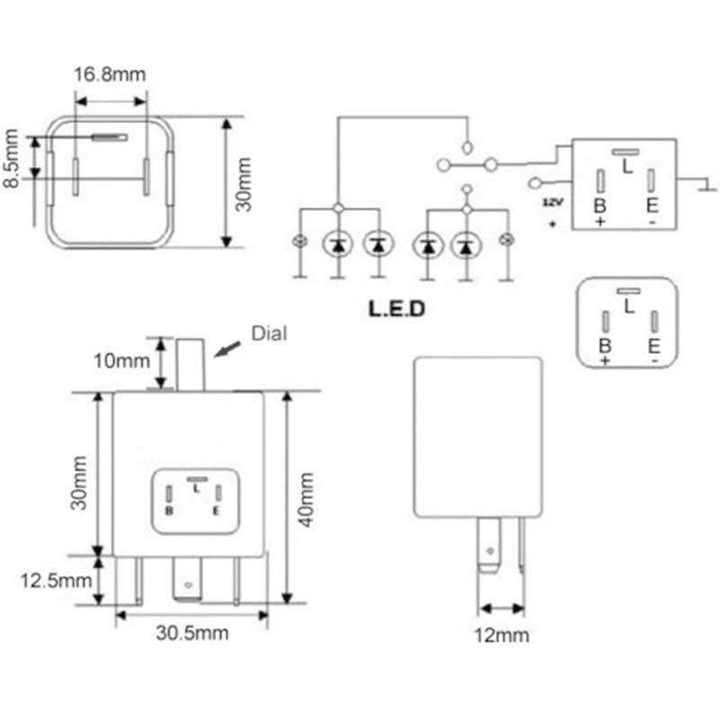 ウインカーリレー 3ピン LED 対応 点滅速度 速度調整 IC ウインカー 12V 純正交換 ハイフラ防止 汎用 CF13KT バイク 配線 3極 交換 故障 _画像8