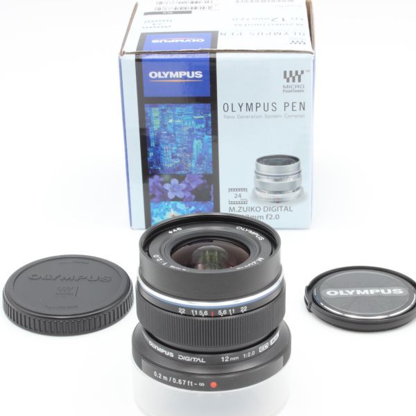 【新品同様】 OLYMPUSオリンパス M.ZUIKO DIGITAL 12mm f2.0 ED MSC 元箱付き ブラック 22017