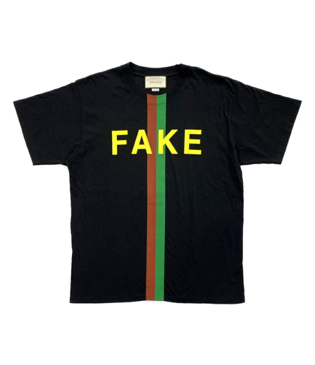 GUCCI FAKE NOT Tシャツ ブラック サイズS オーバーサイズ イタリア製 グッチ 店舗受取可_画像1