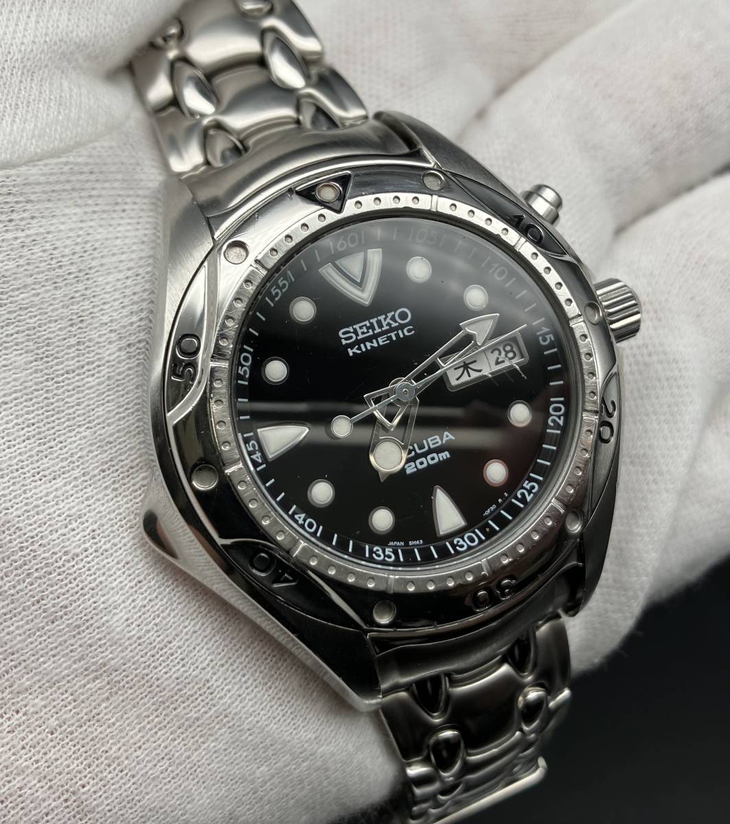 SEIKO KINETIC セイコー　キネティック　5M43-0D80 腕時計　メンズ　黒文字盤 店舗受取可