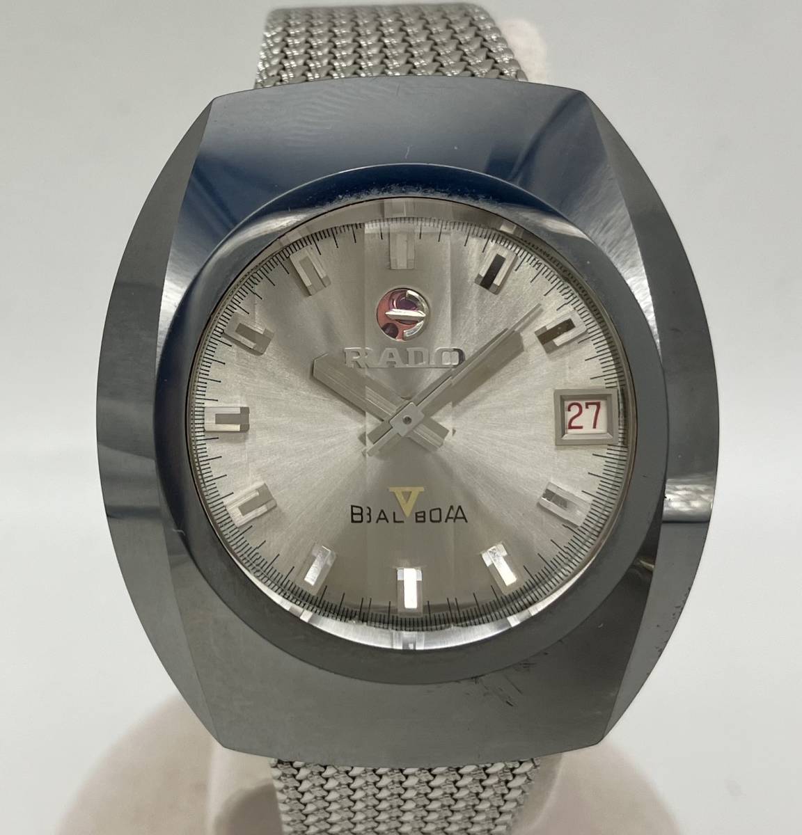 【ジャンク】 RADO ラドー バルボア 自動巻き メンズ 腕時計 シルバー文字盤 デイト アンティーク ヴィンテージ
