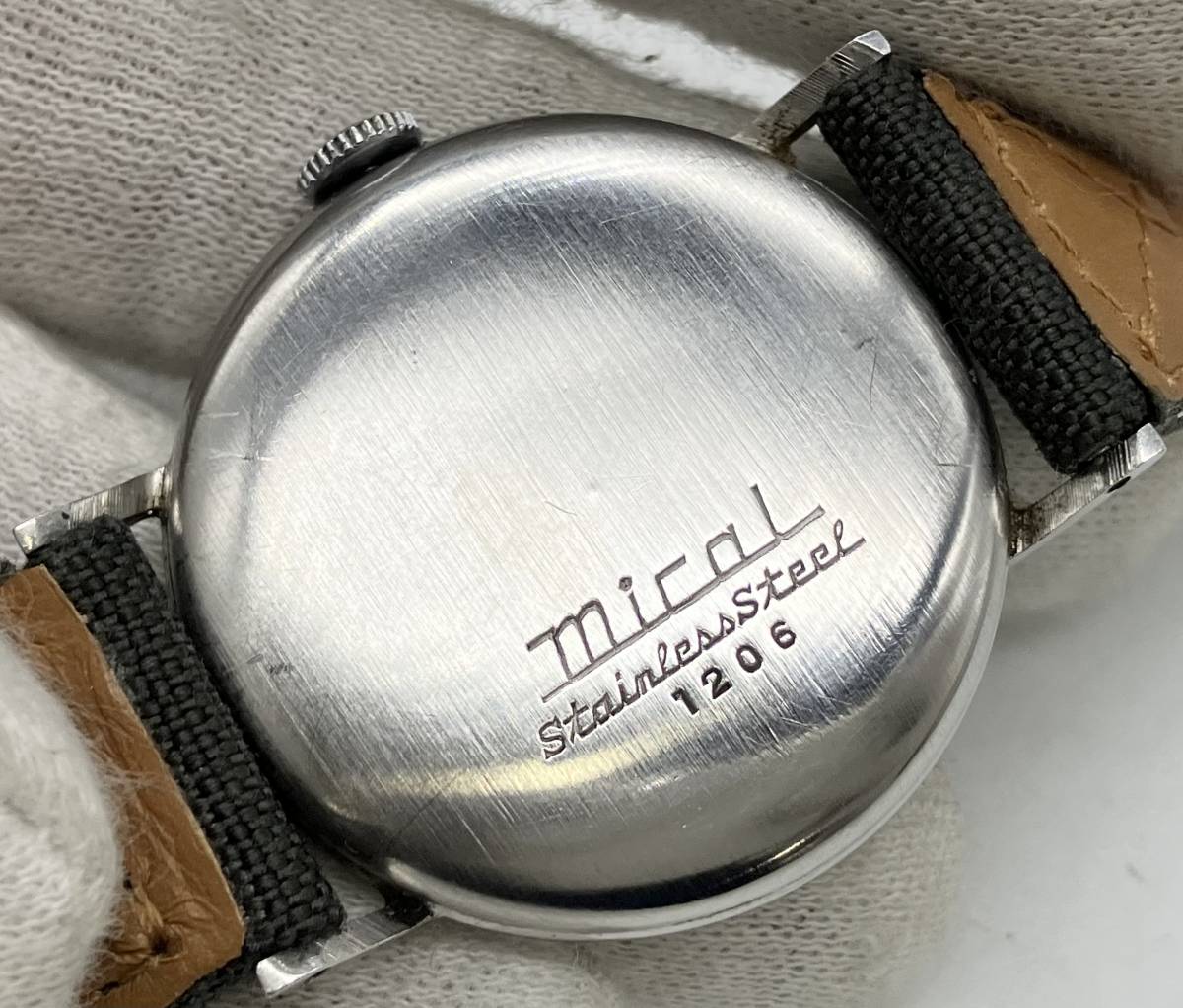 ジャンク mical 1206 アナログ 機械式 手巻き 3針 腕時計_画像6