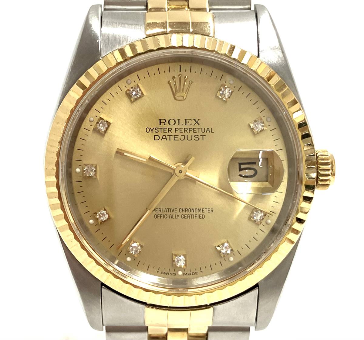 【OH 研磨済み】ROLEX ロレックス DATEJUST デイトジャスト 自動巻き 腕時計 16233／X307417 風防キズ有りの画像1