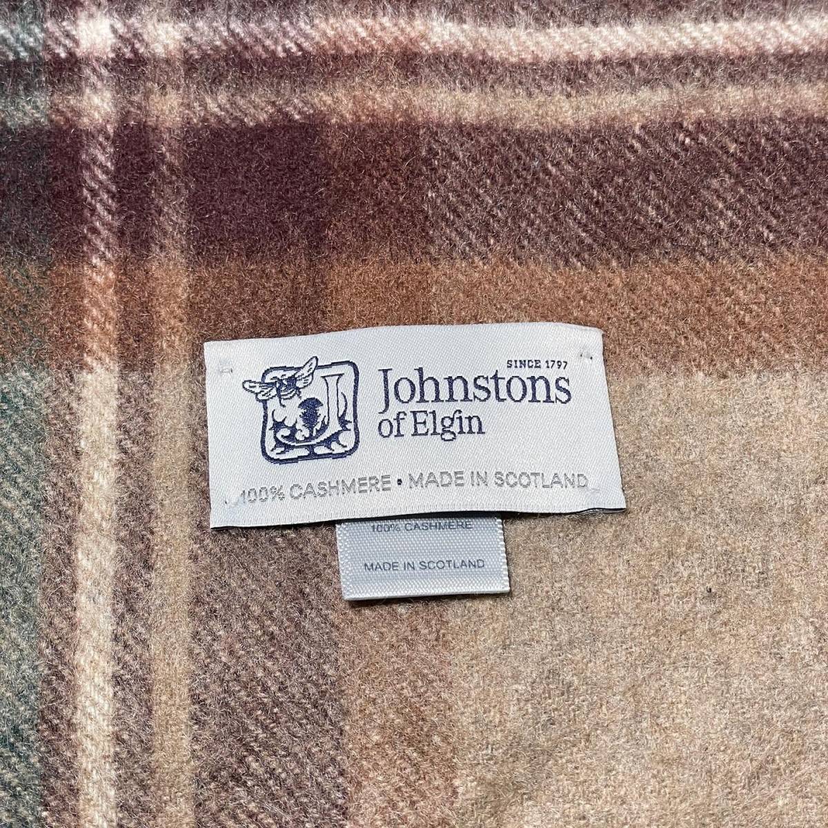 JOHNSTONS OF ELGIN 大判カシミアチェックマフラー イエロー スコットランド製 ジョンストンズ オブ エルガン 店舗受取可_画像3