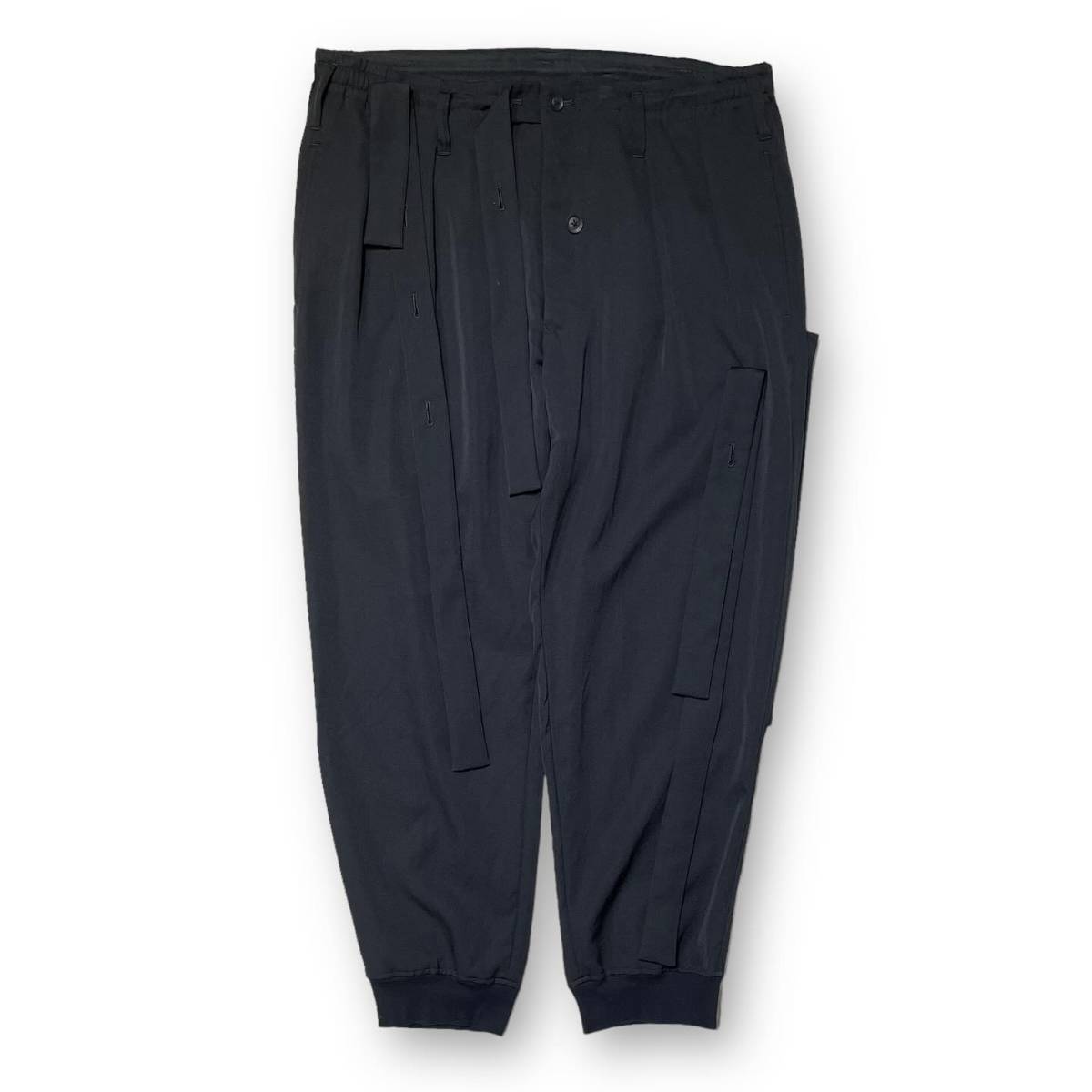 20SS Yohji Yamamoto POUR HOMME R-テープ ウールギャバリブパンツ3 ブラック HN-P71-100ヨウジヤマモトプールオム 店舗受取可_画像1