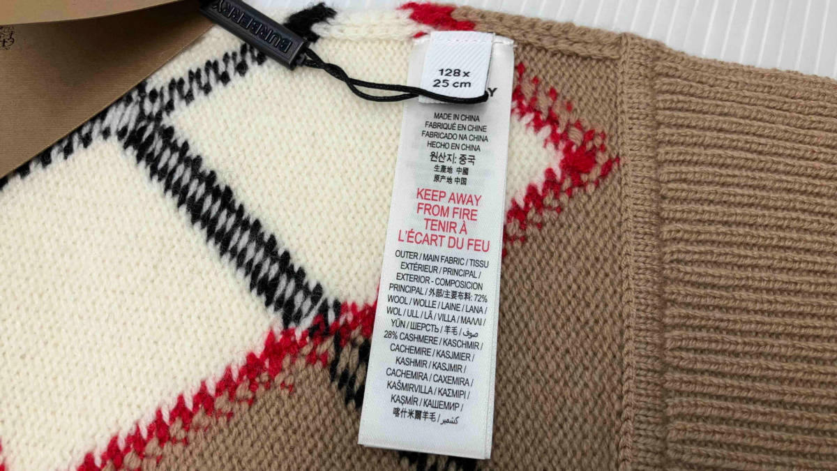 * прекрасный товар BURBERRY Burberry шерсть кашемир палантин * muffler 8036610 JESSICA GIANT CHECKa-ga il рисунок с биркой Camel зима 