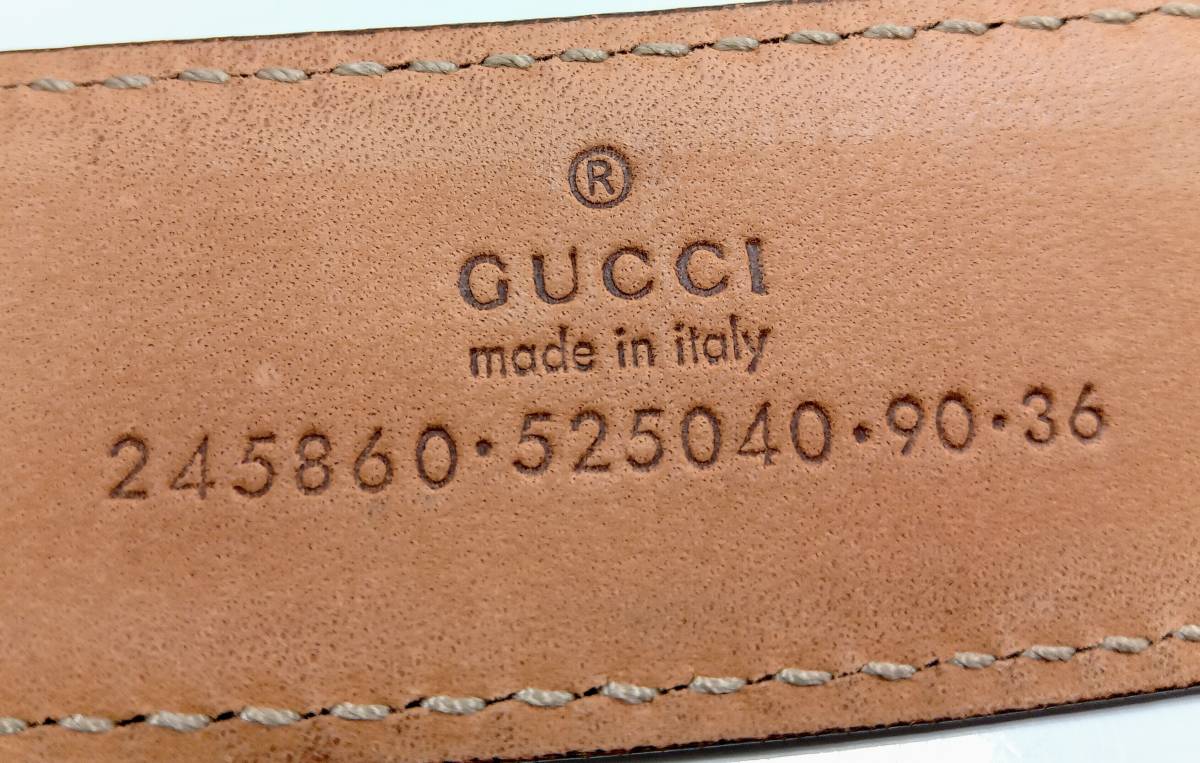 【最終値下げ！】GUCCI ベルト 黒 ブラック×シルバー245860・525040 レザー 表記サイズ90・36 全長102センチ 服飾小物_画像5