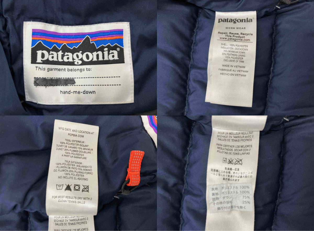 Patagonia パタゴニア 中綿ダウン アウター キッズ サイズS ネイビー 店舗受取可_画像5