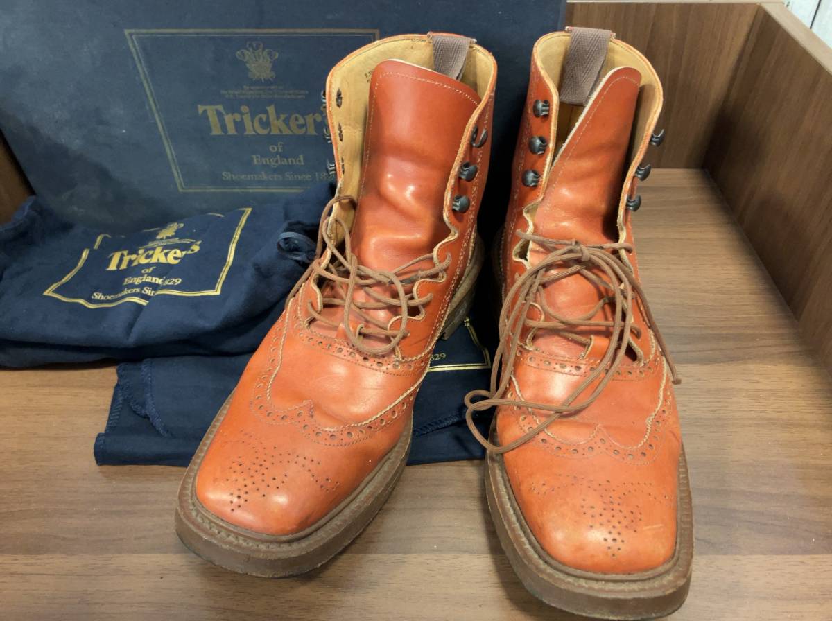 TRICKER'S トリッカーズ オーカー（黄土色）カントリー ブーツ ウィングチップ 26.5cm