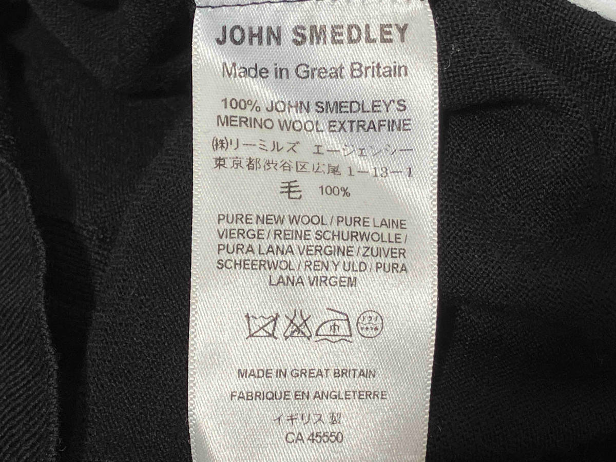JOHN SMEDLEY ジョンスメドレー カーディガン S ブラック 黒 ウール 毛 Vネック イギリス製 CA45550 メンズ ベーシック トラッド_画像4