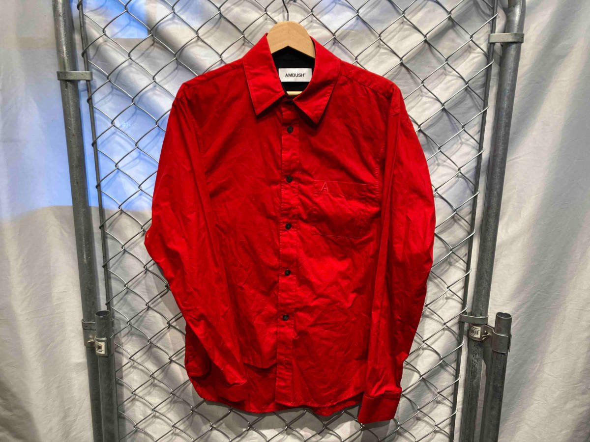 AMBUSH AMBSHT-119 Long Sleeve Shirt Red Made in Japan Size:1 アンブッシュ 変形長袖シャツ レッド 日本製_画像1
