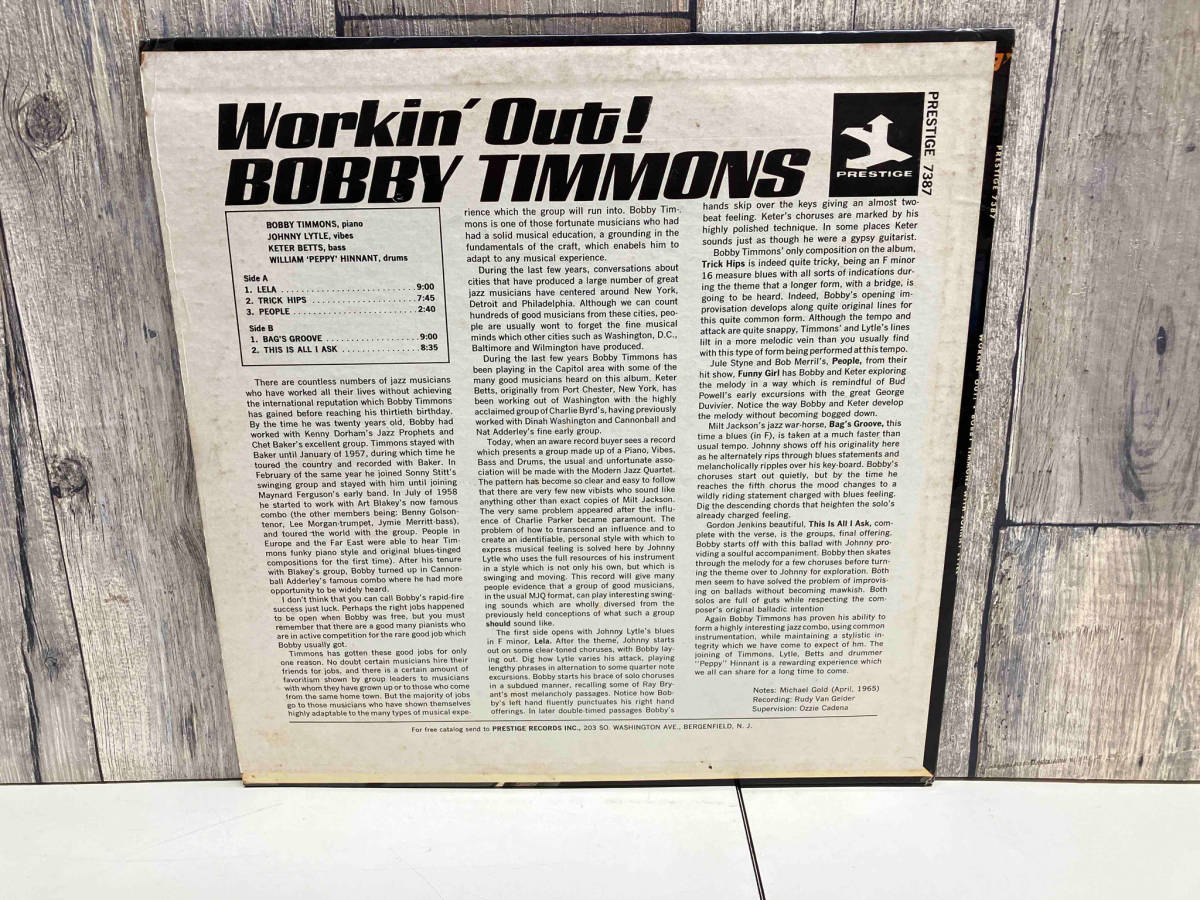 【LP盤】 BOBBY TIMMONS/ボビー・ティモンズ WORKIN’ OUT VAN GELDER刻印/US盤 店舗受取可_画像2