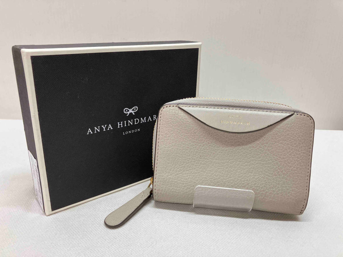 ANYA HINDMARCH Anya Hindmarch compact wallet in bright slate auger двойной бумажник раунд застежка-молния серый ju серия коробка есть 