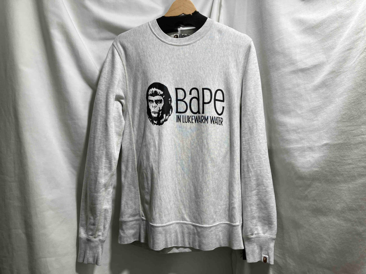 A BATHING APE bape in lukewarm water crewneck sweat white アベイシングエイプ クルーネックスウェット ホワイト サイズM_画像1