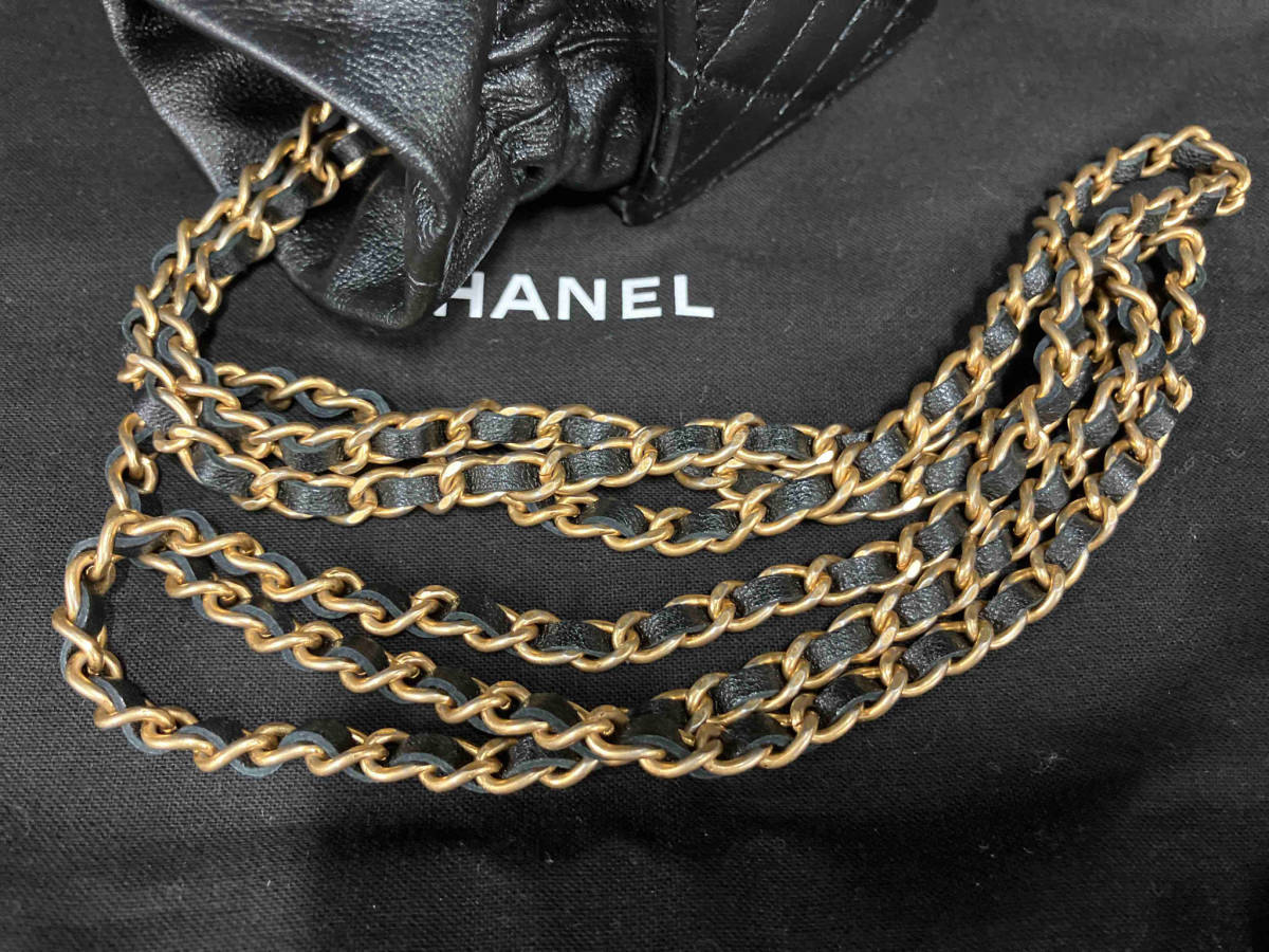 美品CHANELシャネル／マトラッセ スクエアミニ巾着 チェーンショルダーバッグ マトラッセ ラム 箱保存袋付き_画像5