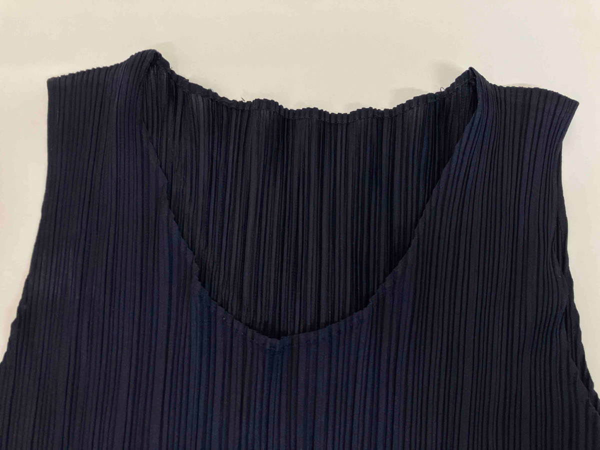 PLEATS PLEASE ISSEY MIYAKE プリーツプリーズ イッセイミヤケ ノースリーブ ワンピース ネイビー PP04-JH616 サイズ1_画像3