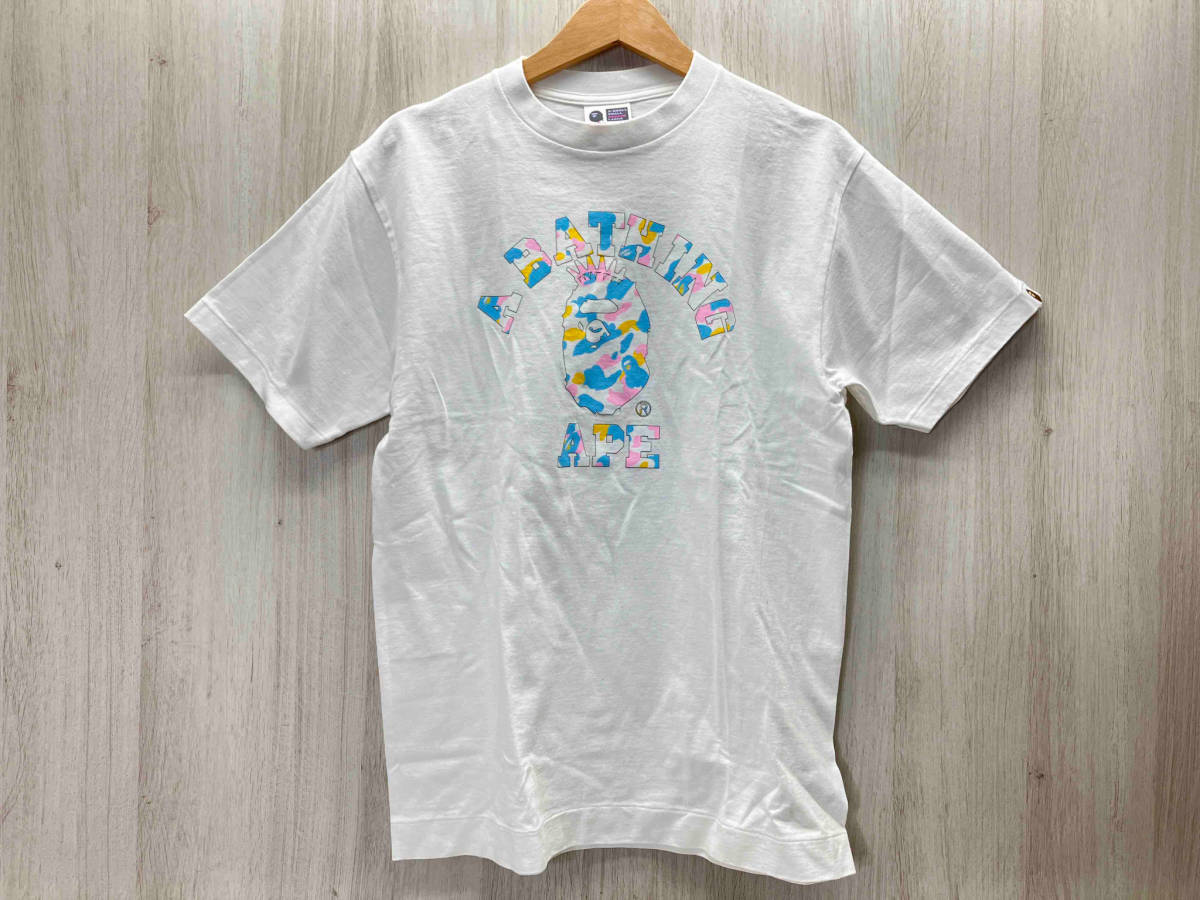 A BATHING APE/アベイシングエイプ　半袖Tシャツ　プリント　ロゴ　100%コットン　マルチカモ　日本製　サイズM