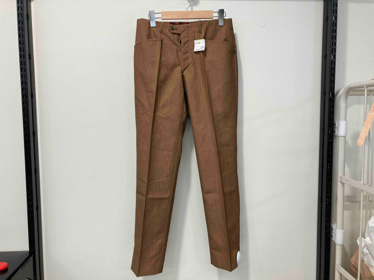 TERGAL 70s スラックス パンツ ボトム 40 14 ブラウン 茶色 ポリエステル ボタンフライ 70年代 ヴィンテージ VINTAGE オールド old 古着_画像1