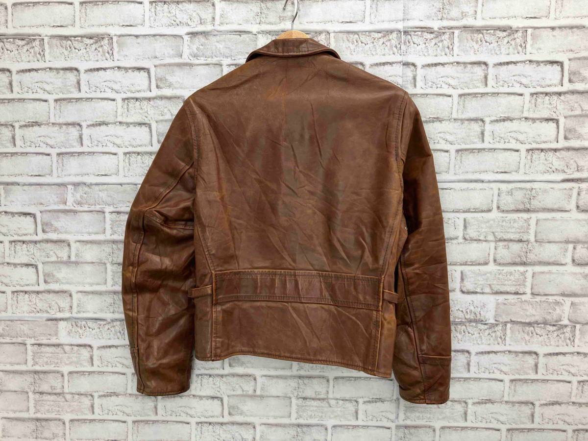 Aero Leather エアロレザー レザー シングルライダース ジップアップ ブルゾン 裏ツイード 馬革 1960s スコットランド製 36 ブラウン_画像3