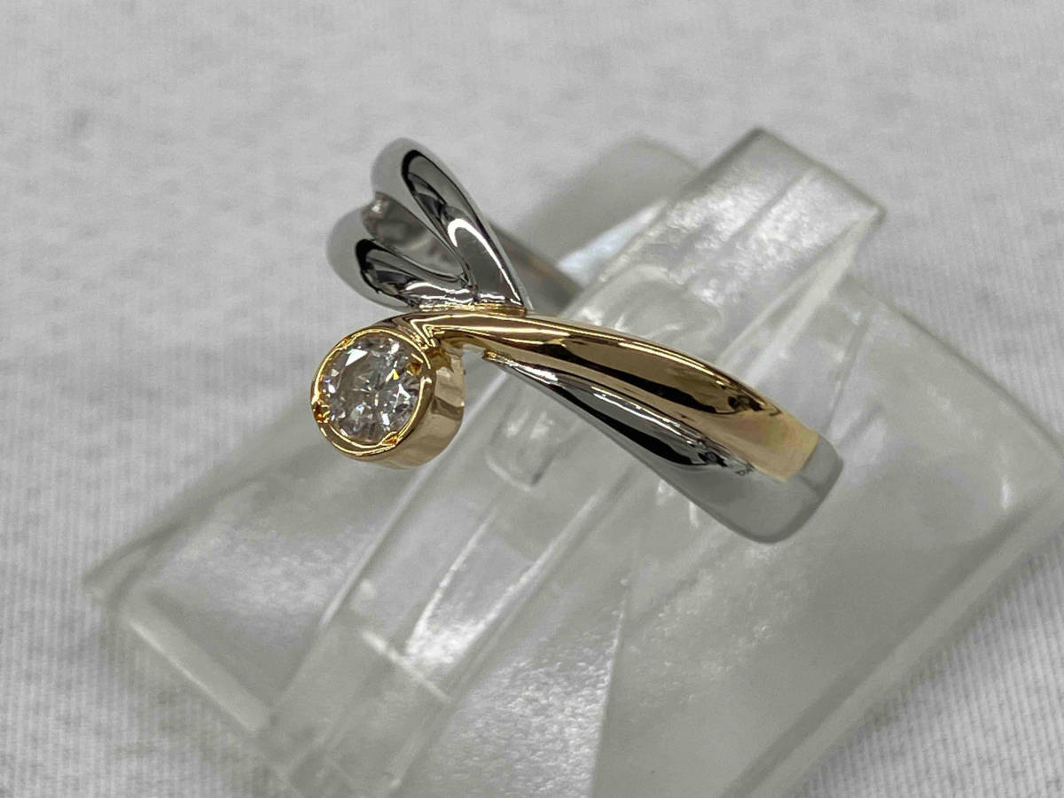 Pt900|K18 combination diamond 0.1ct 10 number 2.9g ring platinum Gold 