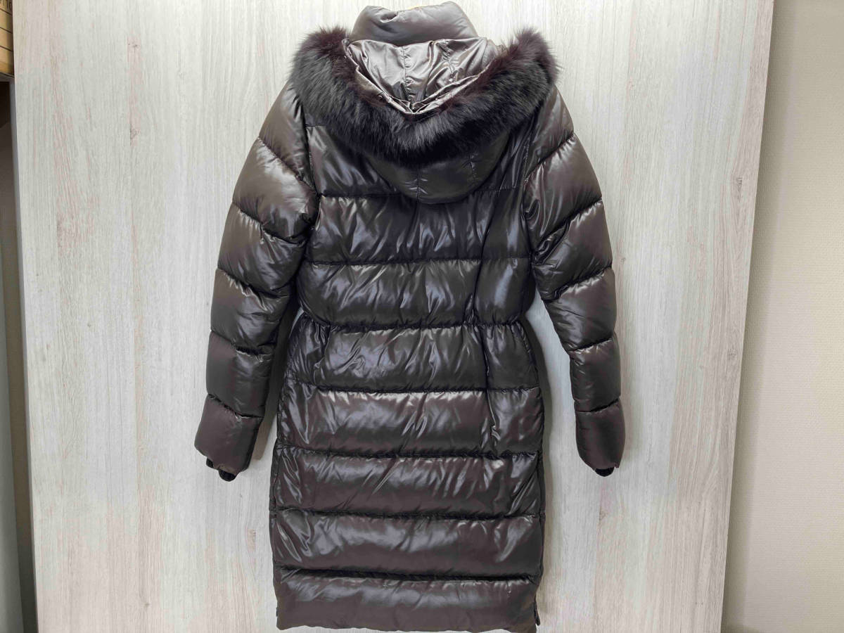 DUVETICA/ Duvetica Deneb down coat hood fox fur Brown lady's outer cuffs rib side Zip 38