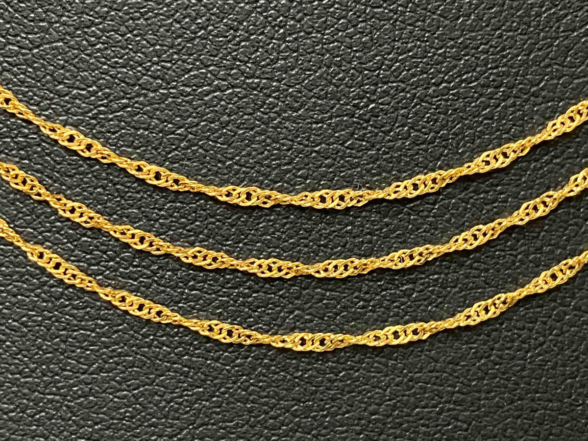 K24 ネックレス 40cm 5.1g 幅0.1〜0.3cm 純金 三連 スクリューチェーン 引き輪の画像1