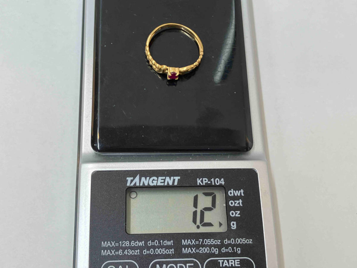 K18 750 ゴールド カラーストーン リング 指輪 1.2g #10.5_画像7