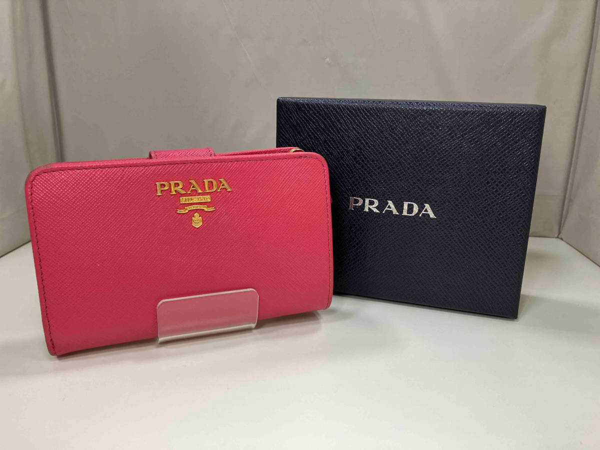 PRADA プラダ 二つ折り財布 ピンク サフィアーノ 1ML018