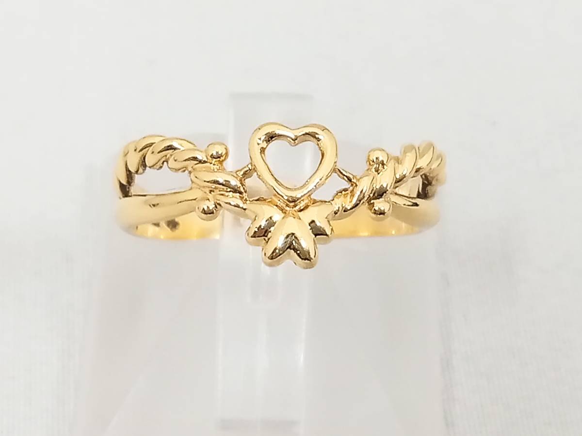 クリスマスツリー特価! 2.6g #14 K18 リング ハート ゴールド 指輪 イエローゴールド