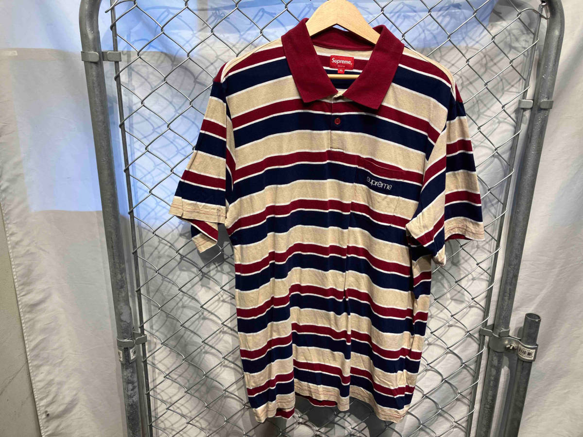 Supreme シュプリーム 19ss Classic Logo Stripe Polo 半袖ポロシャツ XLサイズ 店舗受取可