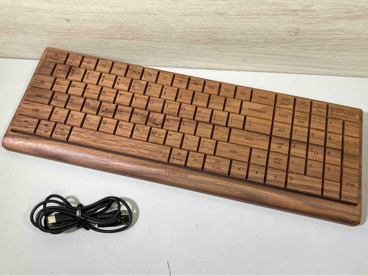 お手頃価格 HACOA ハコア Full Ki-Board Wireless walnut 木製 ワイヤレスキーボード USBキーボード