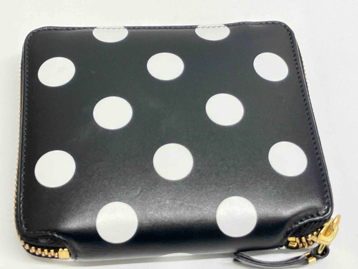 COMME des GARCONS /POLKA DOTS PRINTED BLACK / folding twice purse / Comme des Garcons / round fastener / dot pattern 