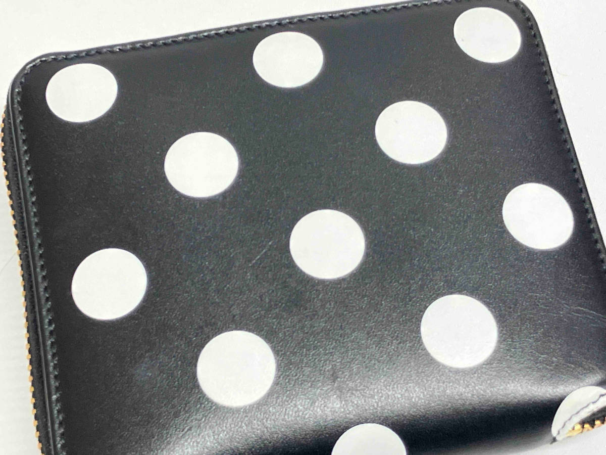 COMME des GARCONS /POLKA DOTS PRINTED BLACK / folding twice purse / Comme des Garcons / round fastener / dot pattern 