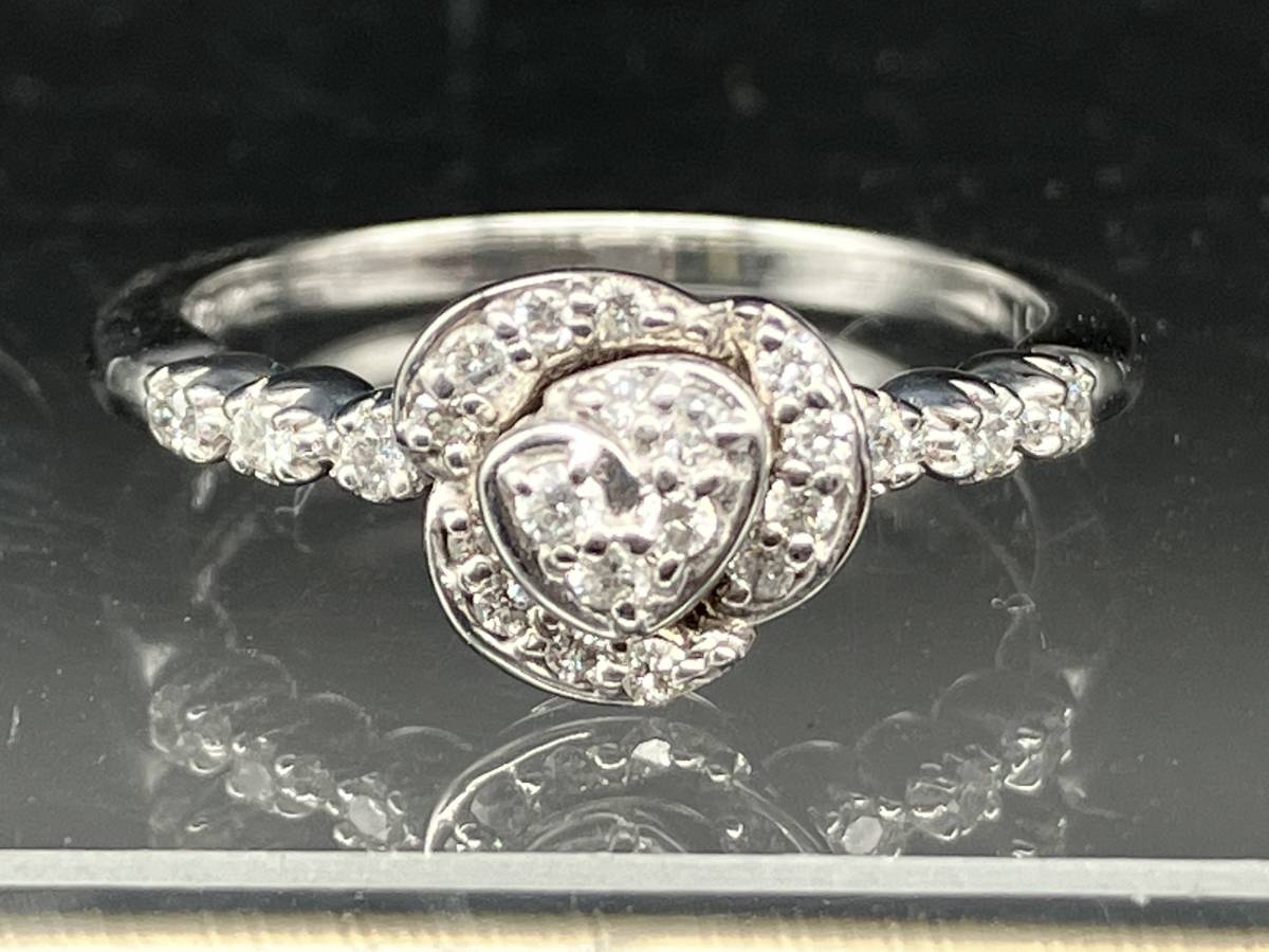 特価ブログのポータルサイト 花 指環 リング 薔薇 バラ 0.15ct ダイヤモンド K18WG ポンテヴェキオ 18金 VECCHIO PONTE ホワイトゴールド ポンテヴェキオ