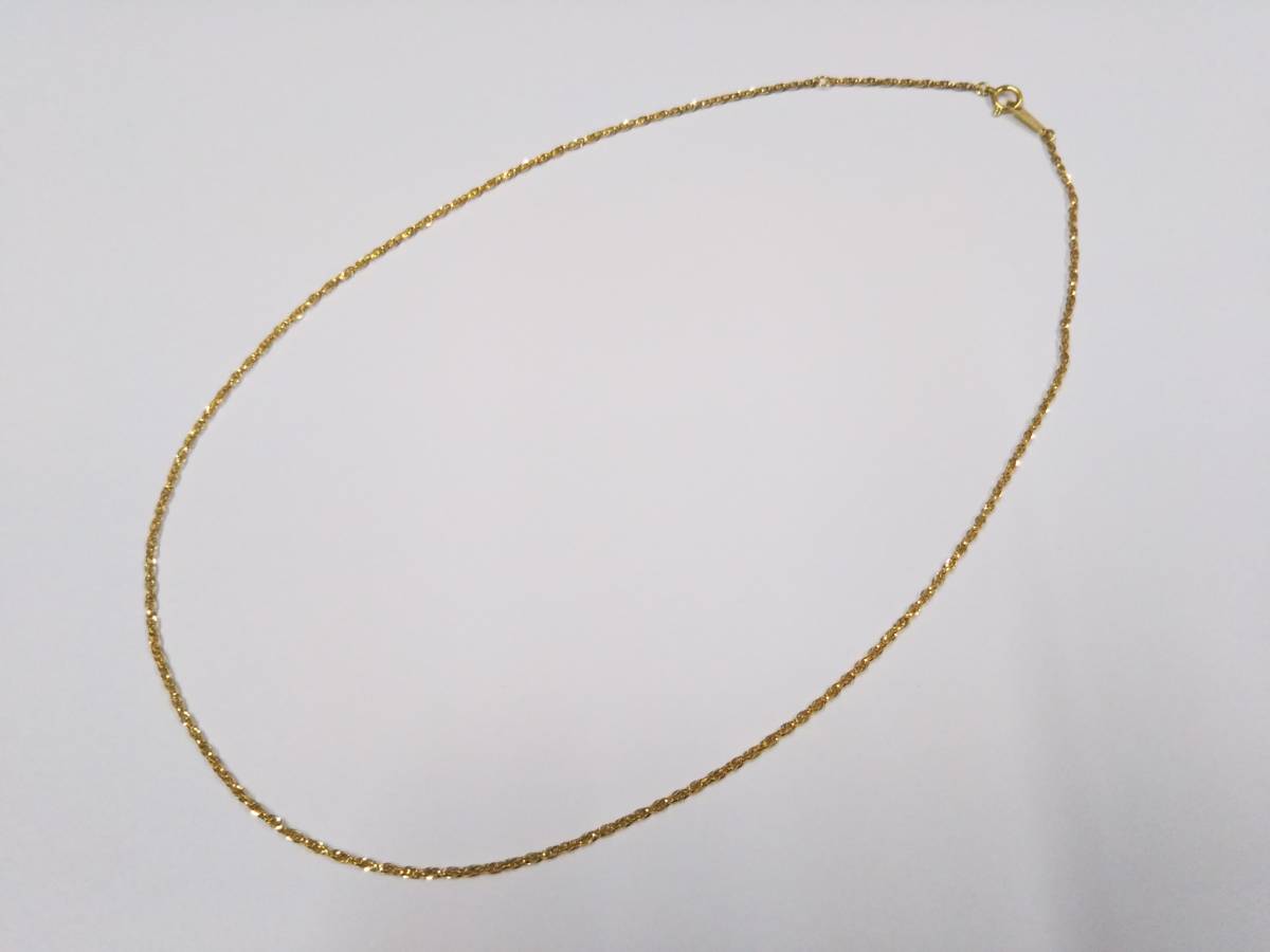 【クリーニング済】K18 ゴールド ネックレス 総重量約2.4g 約40cm デザイン チェーン_画像2