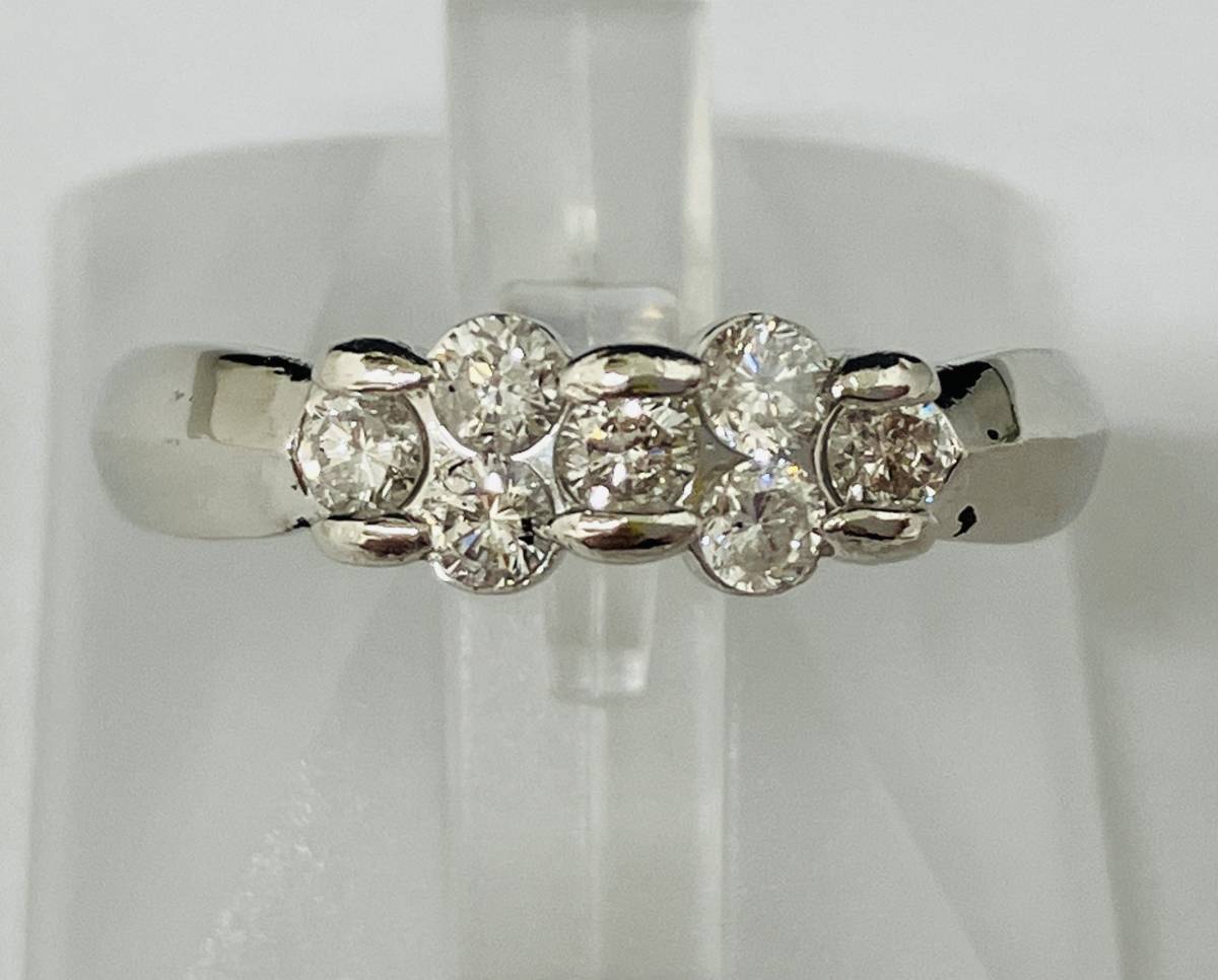 【値下げ】 Pt900 プラチナ 指輪 デザインリング 5.3g 11.5号 0.45ct ダイヤモンド プラチナ台