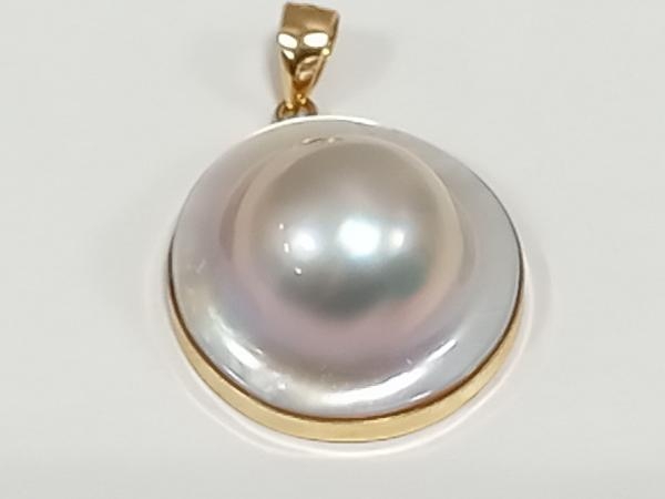 【おすすめ】 【ハーフパール母貝付】K18 /トップ/5.0g トップ 鑑別書付 ペンダントトップ、チャーム