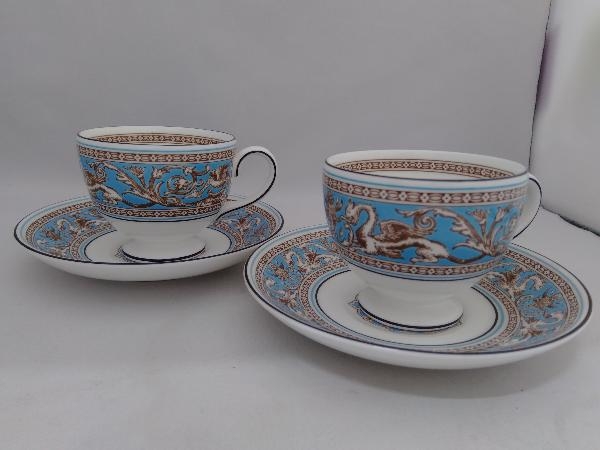 WEDGWOOD　カップ＆ソーサー 2客　フロレンティーンターコイズ ブランド食器