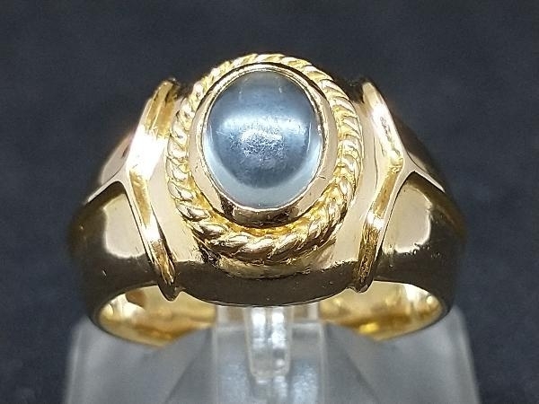 【今日の超目玉】 K18 18金 店舗受取可 #12 8.0g イエローゴールド 指輪 リング デザイン 水色石 クリアブルー YG イエローゴールド