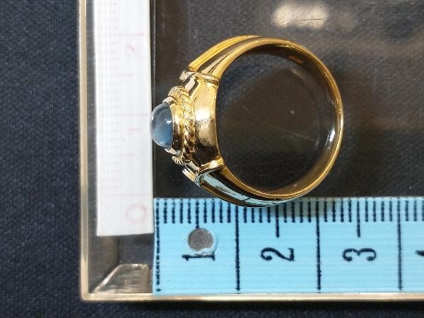 K18 18金 YG クリアブルー 水色石 デザイン リング 指輪 イエローゴールド 8.0g #12 店舗受取可_画像5