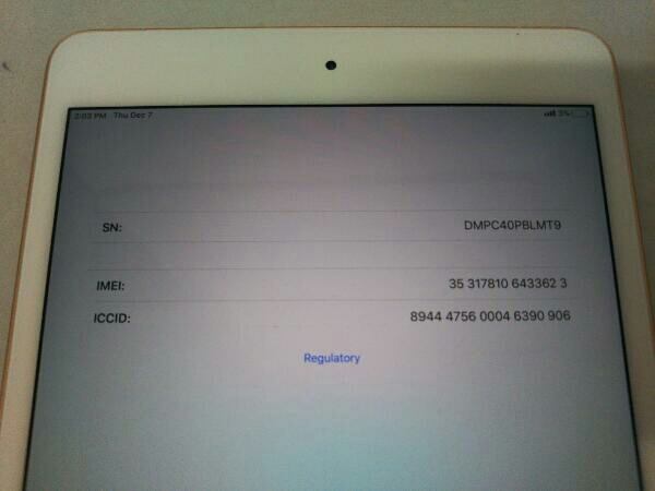 au MUX72J/A iPad mini Wi-Fi+Cellular 64GB ゴールド 【SIMロック解除済】_画像2