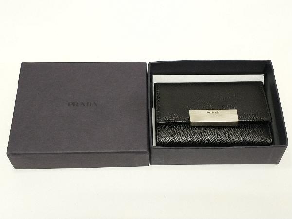 PRADA プラダ サフィアーノ キーケース 6連 レザー ブラック 黒 NERO シルバー MC222C 店舗受取可_画像8